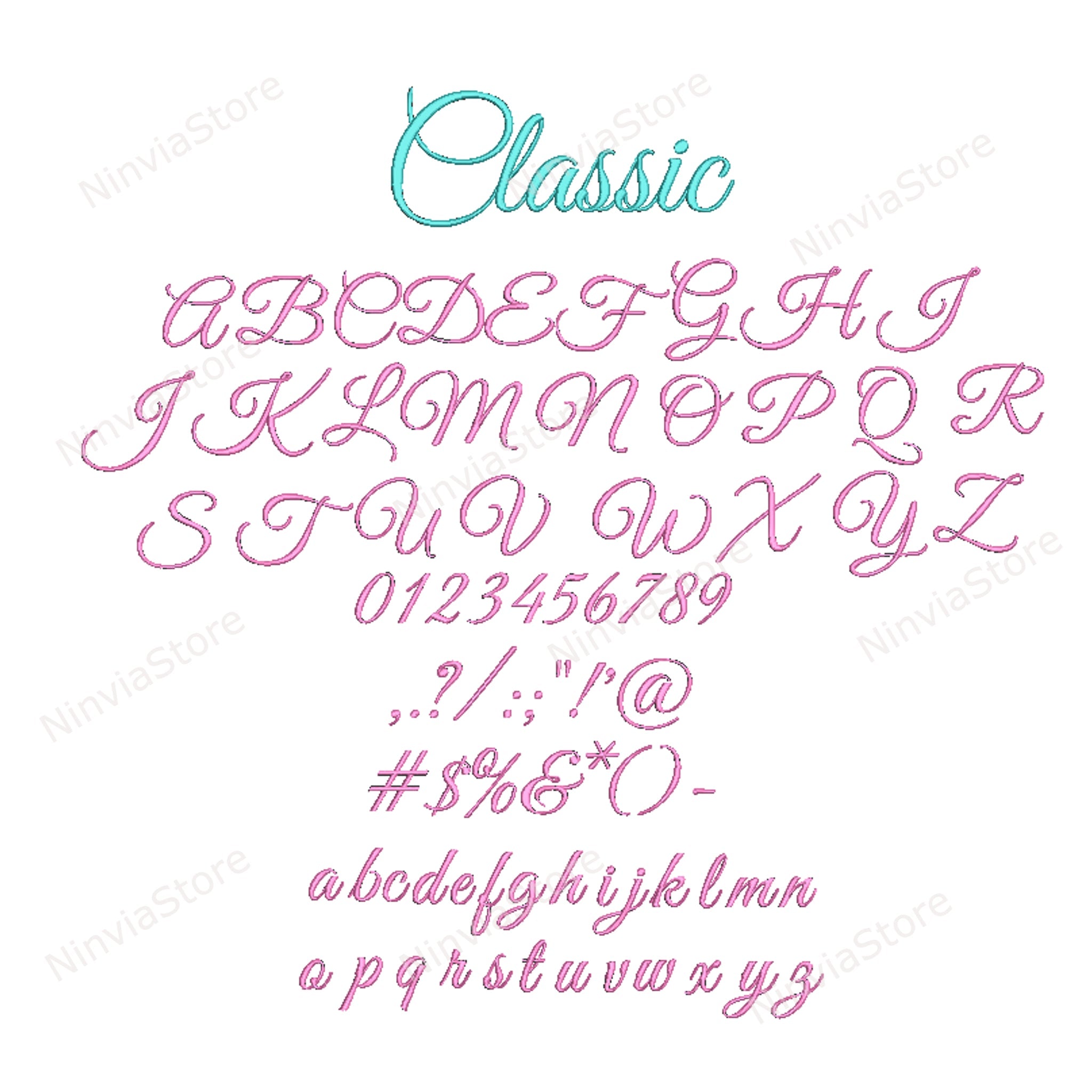 PES Embroidery Script Fonts Bundle, Cursive Alphabet Embroidery Design ...