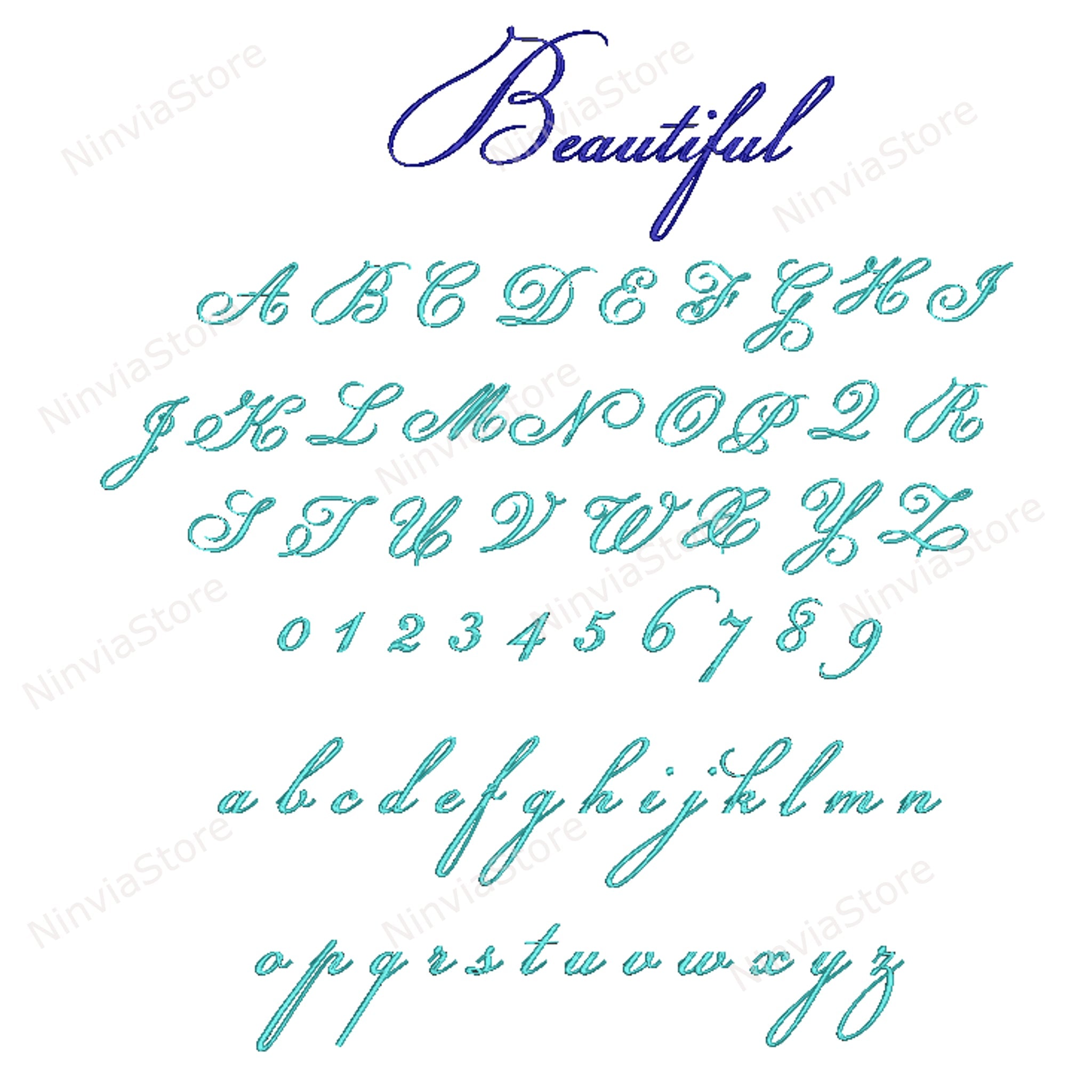 VP3 Embroidery Script Fonts Bundle, Cursive Alphabet Embroidery Design ...