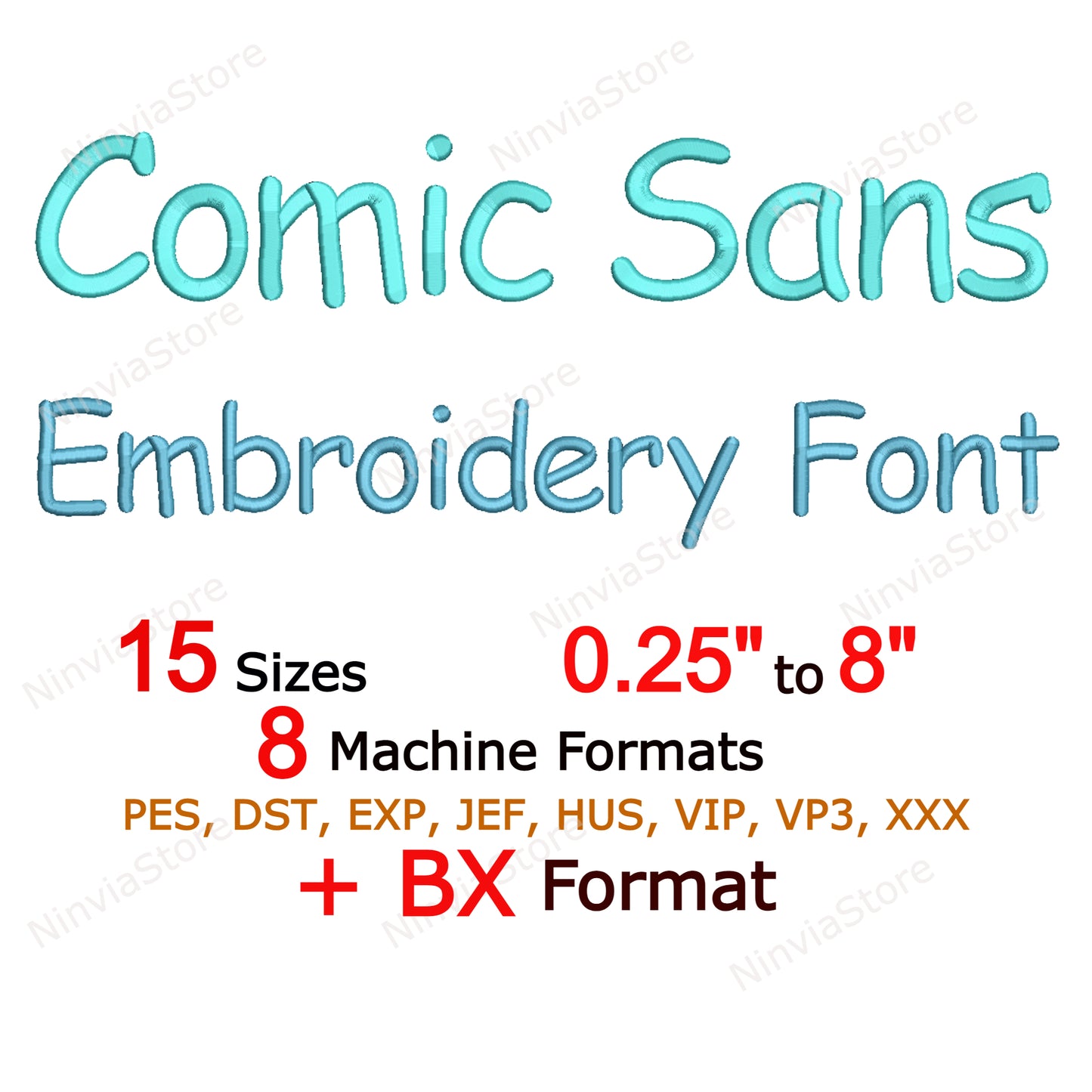 Comic Sans Machine Embroidery Font, 15 sizes, 8 formats, BX Font, PE font, Monogram Alphabet Embroidery Designs