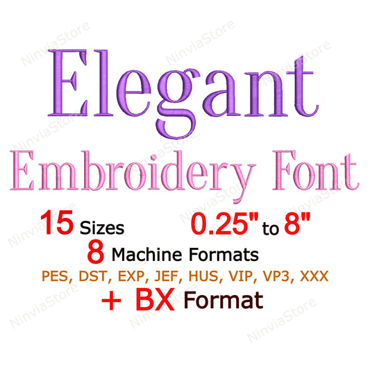 Police de broderie machine élégante, 15 tailles, 8 formats, police BX, police PE, motifs de broderie Monogram Alphabet