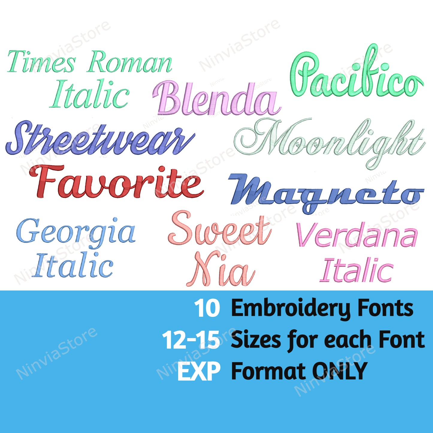 10 EXP-Stickschriftarten-Paket, Maschinenstickschrift EXP, Alphabet-Stickdesign, kursive EXP-Schriftart für Stickereien, Kalligraphie-Monogramm-Stickschriftart EXP