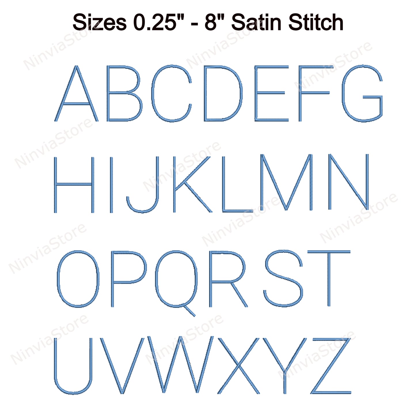 Thin Block Machine Embroidery Font, 15 sizes, 8 formats, BX Font, PE font, Monogram Alphabet Embroidery Designs