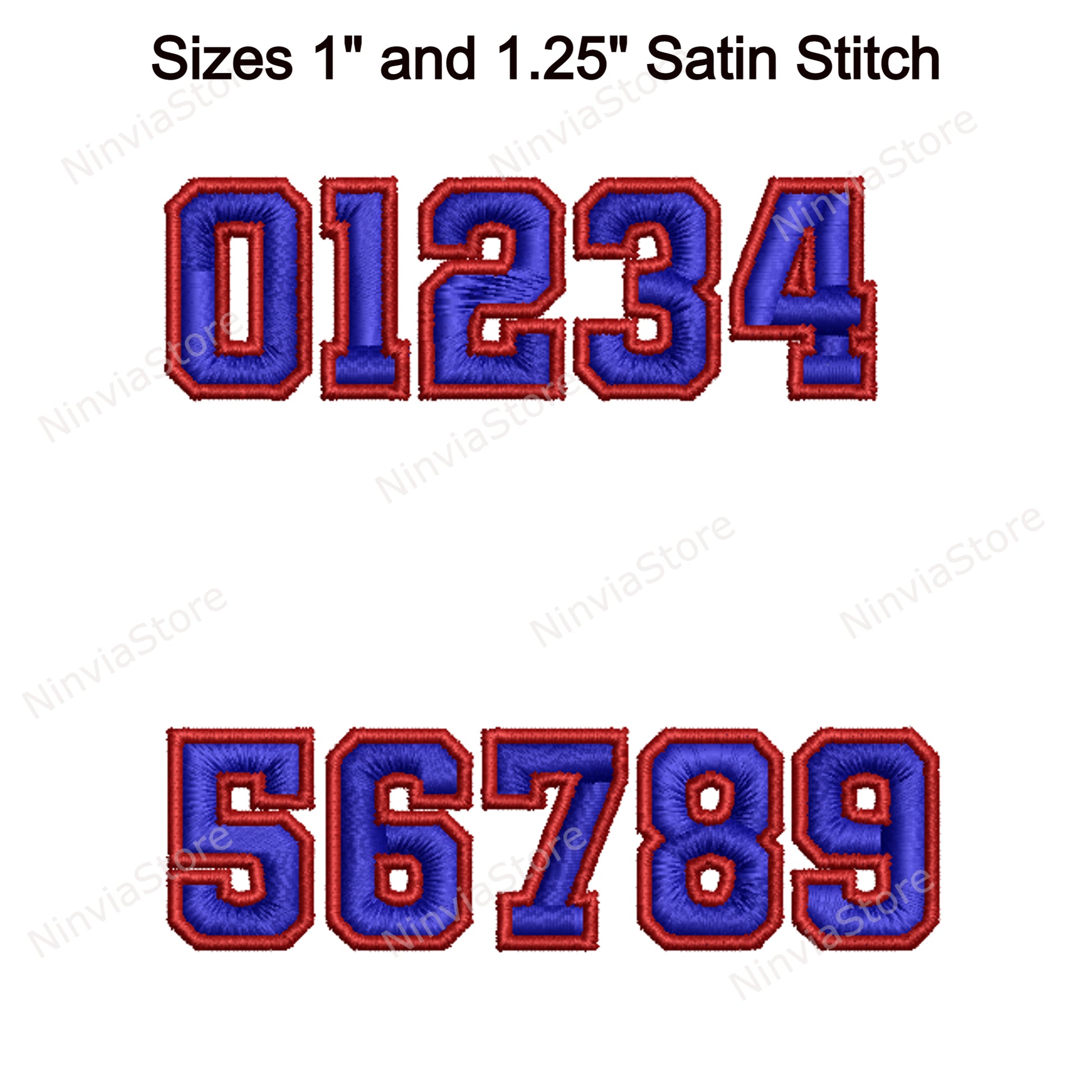 2 Color Varsity Machine Embroidery Font, 15 sizes, 8 formats, BX