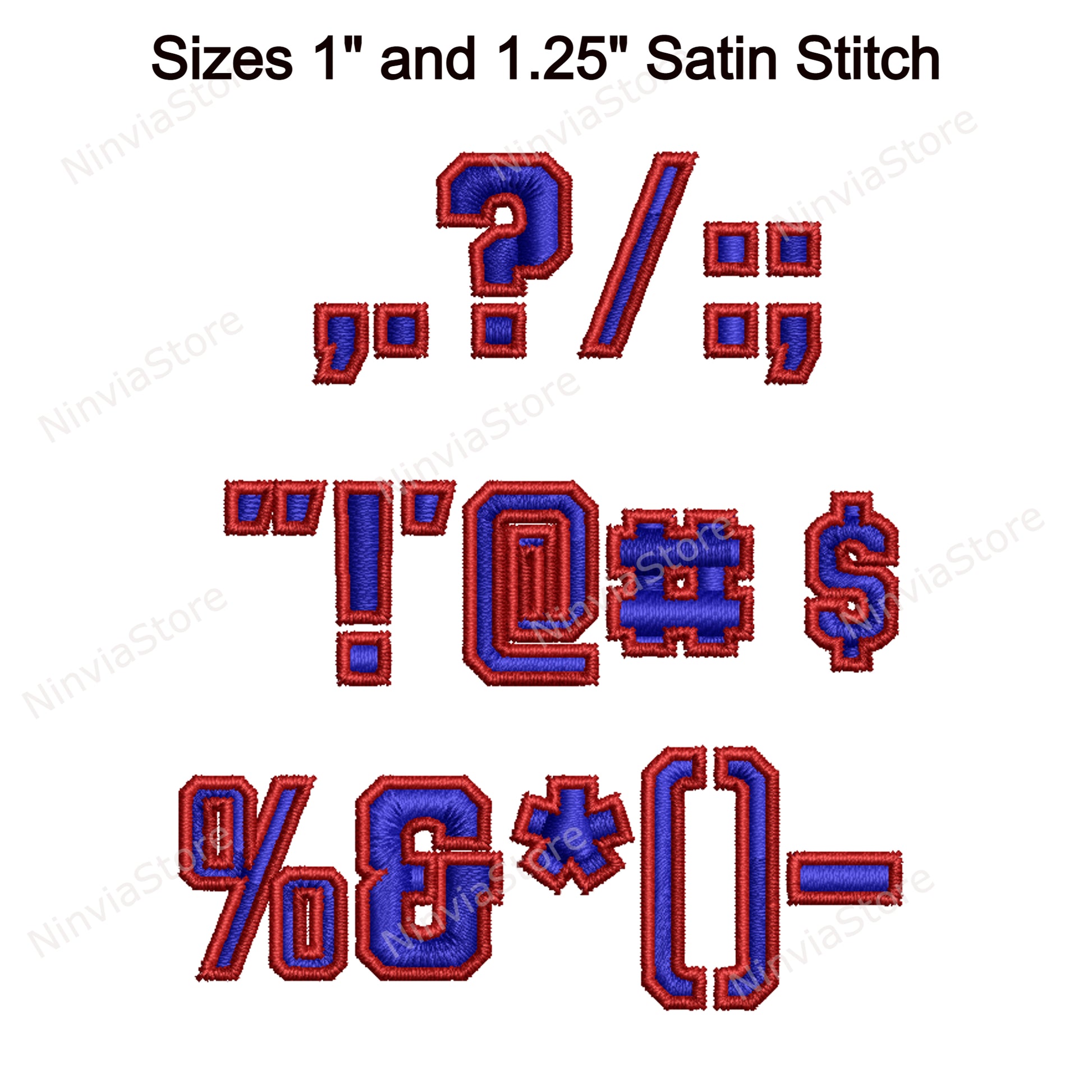 2 Color Varsity Machine Embroidery Font, 15 sizes, 8 formats, BX