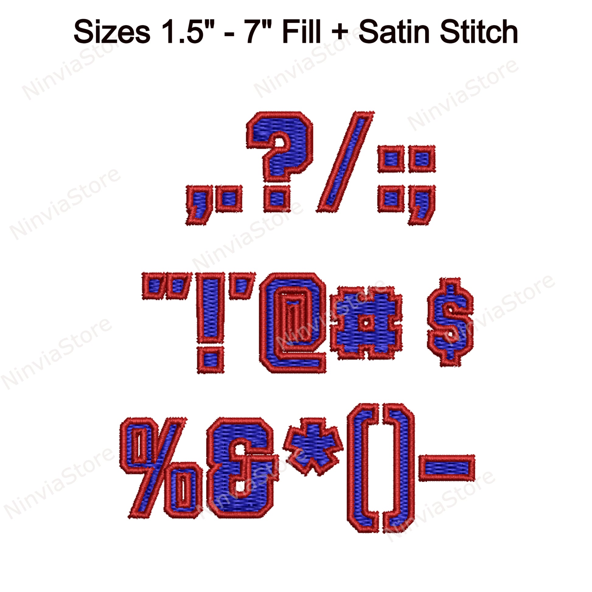2 Color Varsity Machine Embroidery Font, 15 sizes, 8 formats, BX
