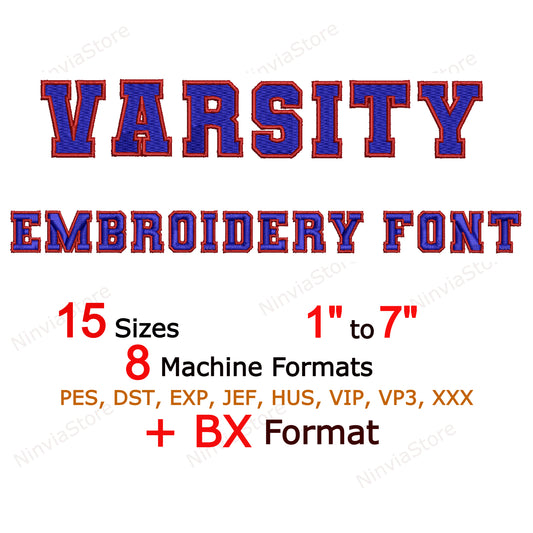 2 Color Varsity Machine Embroidery Font, BX Font, PES font, Monogram Alphabet Embroidery Designs
