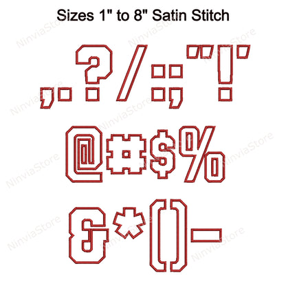 Varsity Outline Machine Embroidery Font, 15 sizes, 8 formats, BX Font, PE font, Monogram Alphabet Embroidery Designs